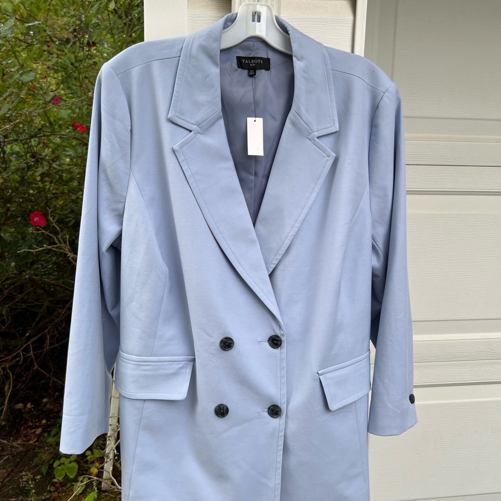 NWT Talbots Gorgeous Blue Double Breasted Fully Lined Blazer